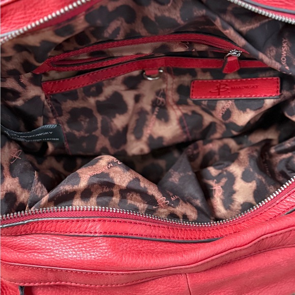 B. Makowsky Cherry Red Pebbled Leather Shoulder Bag EUC - Picture 7 of 11